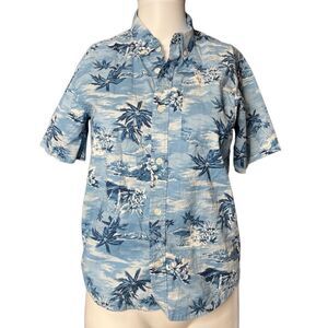 Old Navy Casual Short Sleeve Button Down camp Shirt Blue Size Large